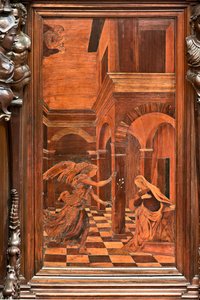Cenova, Duomo (Aziz Lawrence Katedrali), içeride, papaz evi, apsis, koro, Güney tarafı: "Müjde", Gian Michele De