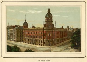 Almanya, Hamburg, postane için yeni bina, illüstrasyon : "Ansichten-Album Hamburg" (Hamburg