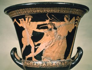 Herakles Mücadelesi, Attika kırmızı figürlü bir çanak-kraterden detay, MÖ 5. yy (çömlek) by Unbekannt