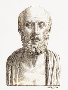 Kos Hipokratı veya Kos Hipokratı (c. 460 BC - 370 BC), Perikles Çağı'nın Antik Yunan doktoru, 'El Mundo Ilustrado'dan, Barselona'da yayınlandı by Unknown