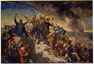 Tarih. Çek Cumhuriyeti (Bohemya). Otuz Yıl Savaşları. Hans Christoff von Königsmarck liderliğindeki İsveç ordusunun önünde Prag'ın savunması, 25 Temmuz by Unbekannter Künstler