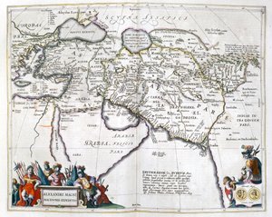 Tarih. Antik Yunan. Büyük İskender'in seyahatleri. Gravür: Le Theater du Monde, Atlas by G, Blaeu, Amsterdam by Unbekannter Künstler