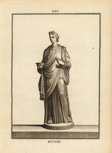 Hygieia, Yunan ve Roma sağlık ve temizlik tanrıçası, tıp tanrısı Asklepios