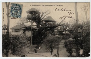 Ile de France, Hauts de Seine (92), Le Plessis Robinson (Le Plessis-Robinson): Bir kestanenin tepesine yerleştirilmiş bir guinget olan “True Arbre”nin panoramik görüntüsü - 1904 tarihli kartpostal by Unknown