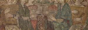İç mekan. Kuzey geçişi. Sunak (Altar de las pinturas murales). Ana şapelden orijinal. Duvar resimleri (fresk?). Detay. 14. yüzyılın sonu. by Unbekannt