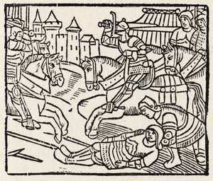 Lancelot bir Turnuvada (gravür baskı) by Unbekannter Künstler