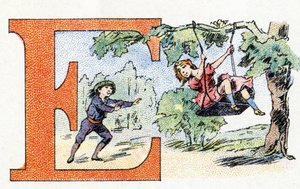 E Harfi: Scarpolette. Fosfatin Faliere Alfabesi . Oymak. Brevete alfabesi S.G.D.G. eczacı Pierre Emile Falières tarafından. Kromolitografideki çizimler, 19. yüzyılın sonlarında. 16 sayfa. Karartma: 103x154mm by Unbekannt