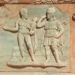 Libya, Tarihi Tripolitania, Antik Sabratha, Tiyatro, Kabartma detayı by William M. Timlin