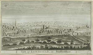 Lichfield - Güney Batı Görünümü: gravür, nd [c 1780-85] by Unbekannt