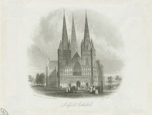 Lichfield Katedrali - Batı Cephesi: çelik oyma, nd [c 1842] by Unbekannt