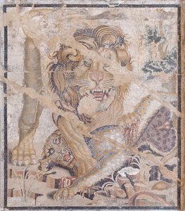 Aslan ve leopar (mozaik) by Unbekannter Künstler