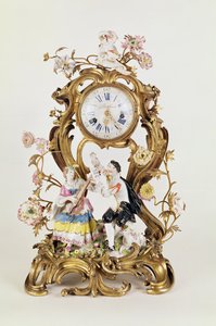 Louis XV ormolu ve porselen saat, Meissen figürlü by Unbekannt