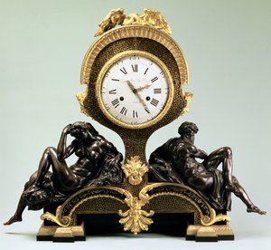 Jean Andre Lepaute (1720-88), Paris (yaldızlı ve patine bronz) tarafından Gündüz ve Gece figürlü şömine saati by Unbekannt