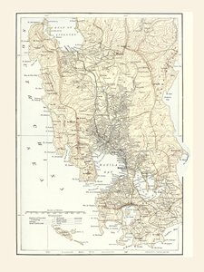 Manila, Filipinler haritası ve 1898 İspanyol-Amerikan Savaşı sırasında savaşın merkezi. by Unbekannt