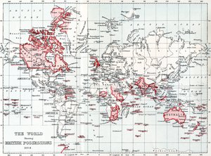 1904 yılında İngiliz mallarını gösteren dünya haritası. by Unbekannt