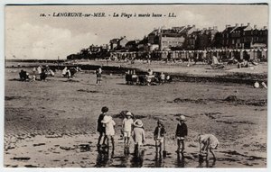 Normandiya, Calvados (14), Langrune sur Mer (Langrune-sur-Mer): maree low