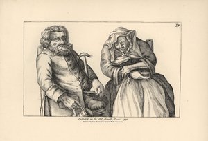 Yaşlı Darby elinde boş tankard ve Joan elinde tütün piposuyla. Timothy Bobbin (John Collier) (1708-1786) tarafından Human Passions Delineated, John Haywood, Manchester