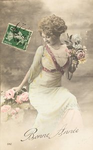 Eski kartpostal/Mutlu yıllar/Dilek/Kadın Belle Epoque by William M. Timlin