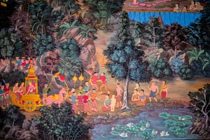 Tayland'da Buddha Tabloları, Wat Bang Riang, Thub Pat/ Tablolar, Wat Bang Riang, Thub Pat, Phang Nga, Tayland, Asya (fotoğraf) by Unbekannter Künstler