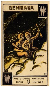 Paranormal. Astroloji. İkizler (İkizler). Astrolojik kart: Le Tarot Astrologique (Astrolojik Tarot), Georges Muchery, Fransa by Unbekannter Künstler