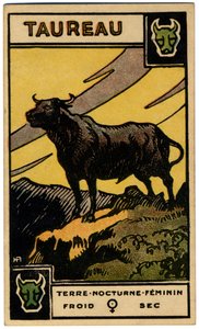 Paranormal. Astroloji. Boğa (Boğa). Astrolojik kart: Le Tarot Astrologique (Astrolojik Tarot), Georges Muchery, Fransa by Unbekannter Künstler