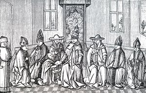 Hermit Peter, Papa II. Urban ve Kudüs Simeon Patriği. by Unbekannt