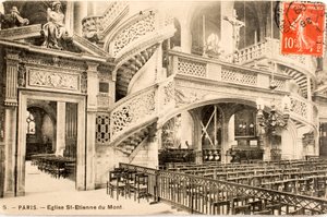 Kartpostal/Saint Etienne du Mont Kilisesi, le jube/Paris/Seine/Ile de France/Fransa by William M. Timlin