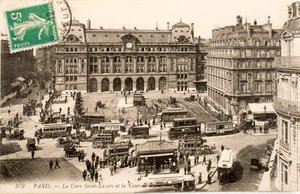 Kartpostal/Gare Saint Lazare/Paris/Seine/Ile de France/Fransa by William M. Timlin