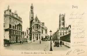 Kartpostal / Saint Etienne du Mont / Tour de Clovis / Paris / Seine / Ile de France / Fransa by William M. Timlin