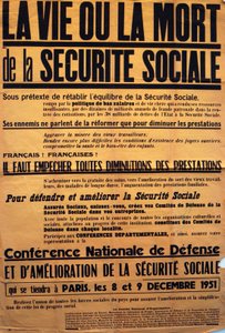 Sécurité Sociale hakkında bir konferans için CGT (Fransız Sendikası) tarafından hazırlanan poster by Unbekannt