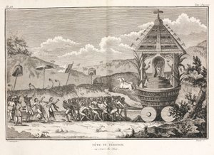 Hindu idolü taşıyan bir vagonu çekmek, Hindistan by Unbekannt