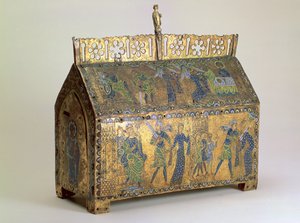 Aziz Valeria'nın Yaşamından Sahneler içeren kutsal emanet tabutu, Limoges, c.1175 (ahşap, bakır yaldız ve champleve emaye) by Unbekannt