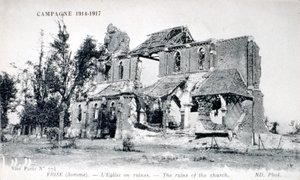 Frise köyündeki kilise kalıntıları, Somme, Fransa 1914-1918 (kartpostal) by Unbekannter Künstler