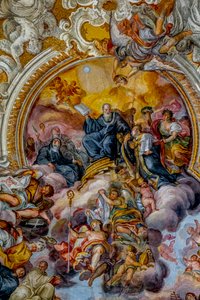 San Benedetto (St Benedict) kilisesi, Katanya, Sicilya (İtalya). Tavan fresk detayı (18. yüzyıl). Aziz Benedict. (Fotoğraf) by Unbekannt