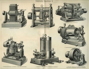 Alman elektrik makinelerini temsil eden bilim ve teknoloji kurulu. “Meyers Grosses Konversations - Lexikon””dan alınan illüstrasyon 1904. Bibliyograflar Enstitüsü, Leipzig ve Viyana by Unbekannt