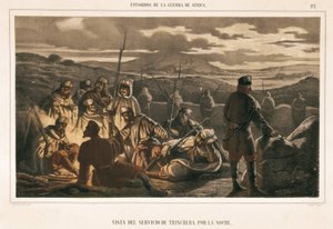 İspanya. Afrika Savaşı (1859-1860). Gece trech servisi (gravür) by Unbekannter Künstler