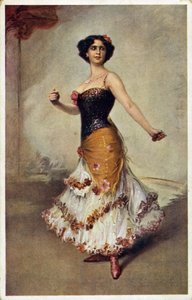 Kastanyetli İspanyol dansçı by Unbekannt