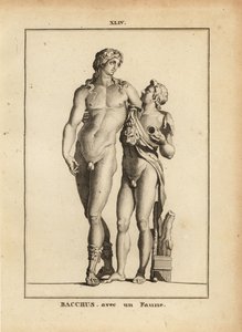 Roma şarap tanrısı Bacchus ve genç bir faun heykeli by Unbekannt