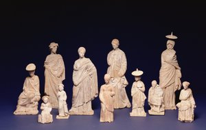 Tanagra Grubu: Ayakta ve Oturan Figürler, Tavan Arası, Küçük Asya, MÖ 4. yy (pişmiş toprak) by Unbekannt
