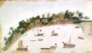 Hooghly Nehri, Kalküta (kağıt üzerine suluboya ile kalem ve mürekkep) by Unbekannt