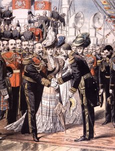 Edouard VII tarafından kabul edilen Fransız amiral yardımcısı Caillard (1904) by Unbekannter Künstler