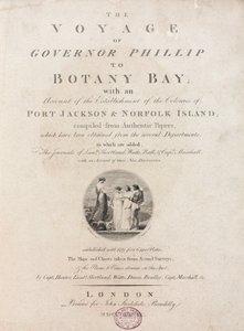 'Vali Phillip'in Botanik Körfezi'ne yolculuğu'ndan başlık sayfası, c 1789 by Unbekannt