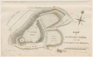 Tutbury Kalesi: Plan: gravür, nd [c 1832] by Unbekannt