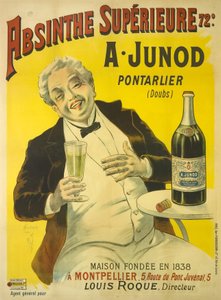 Bistro terasında oturan bir adam bir bardak absinthe içerken kahkahayı patlatıyor. by Unbekannt