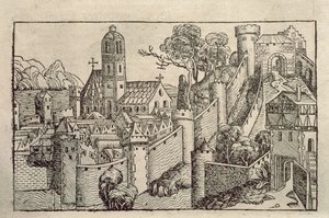 H. Schedel'in 'Liber Chronicarum' adlı gravür kitabından İskenderiye Antik Kenti'nin görünümü by Unbekannter Künstler