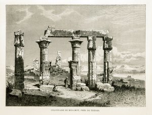Thebes yakınlarındaki Medamot Tapınağı kalıntılarının görünümü, Mısır Mısır Atlası