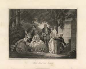 Şarap, kadın ve şarkı, Triest, 1850 dolayları (gravür) by Unbekannter Künstler