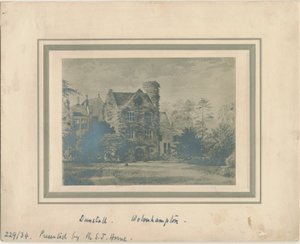 Wolverhampton - Dunstall Hall: bir sulu boya resminin fotoğrafı, nd [c 1860] by Unbekannt