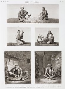 Yün ve Kamgarn, Eğirme Tekstil ve ağaç işçileri, Mısır, c 1798 by Unbekannt