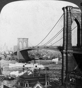 Brooklyn Köprüsü, New York, ABD, 20. yüzyılın başlarında.